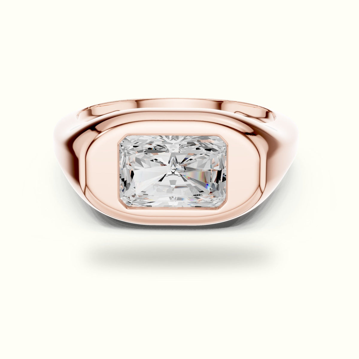 Radiant Bezel Lab-Grown Diamond Solitaire Ring — Rose gold, front view | Crystal N Cuts