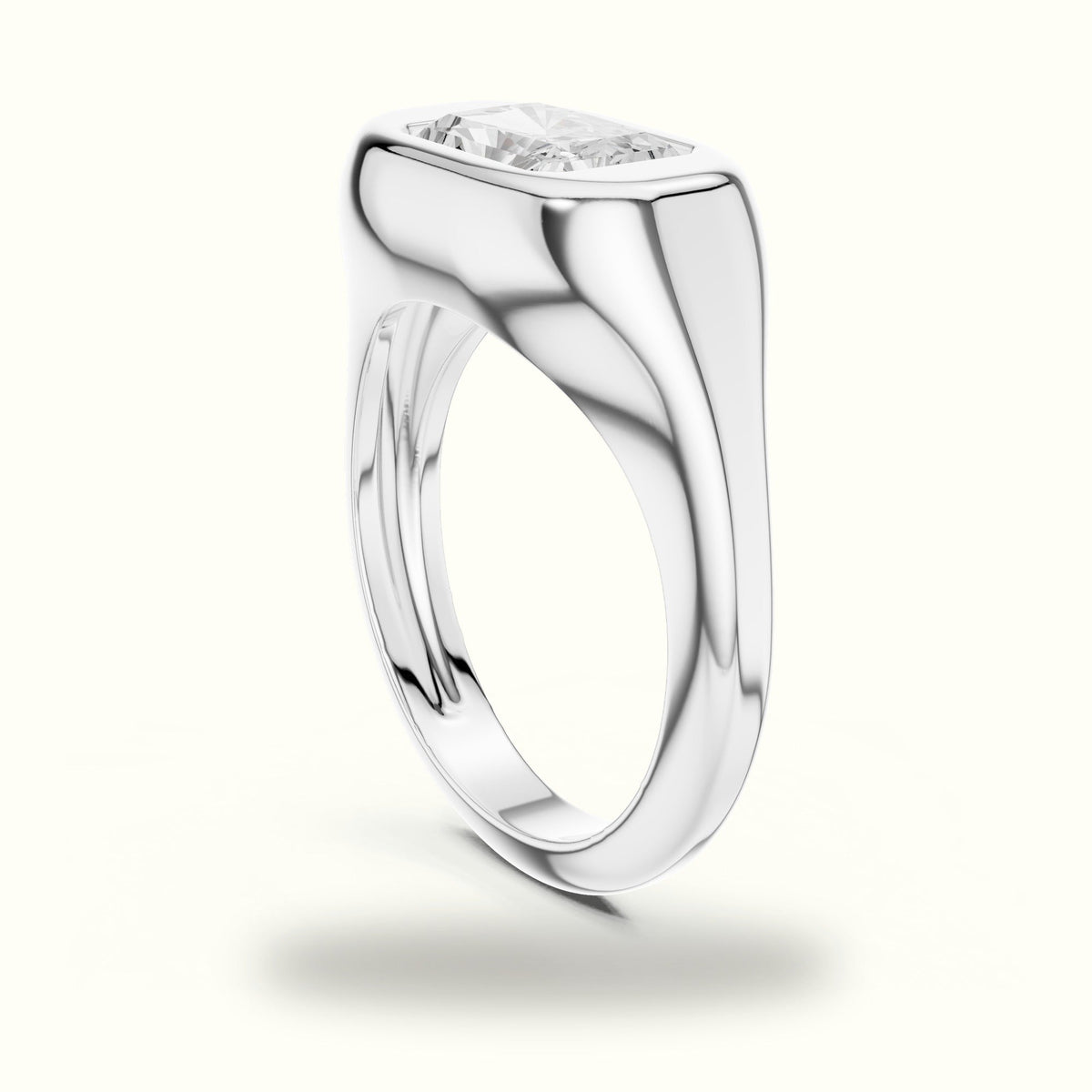 Radiant Bezel Lab-Grown Diamond Solitaire Ring — White gold, view 1 | Crystal N Cuts