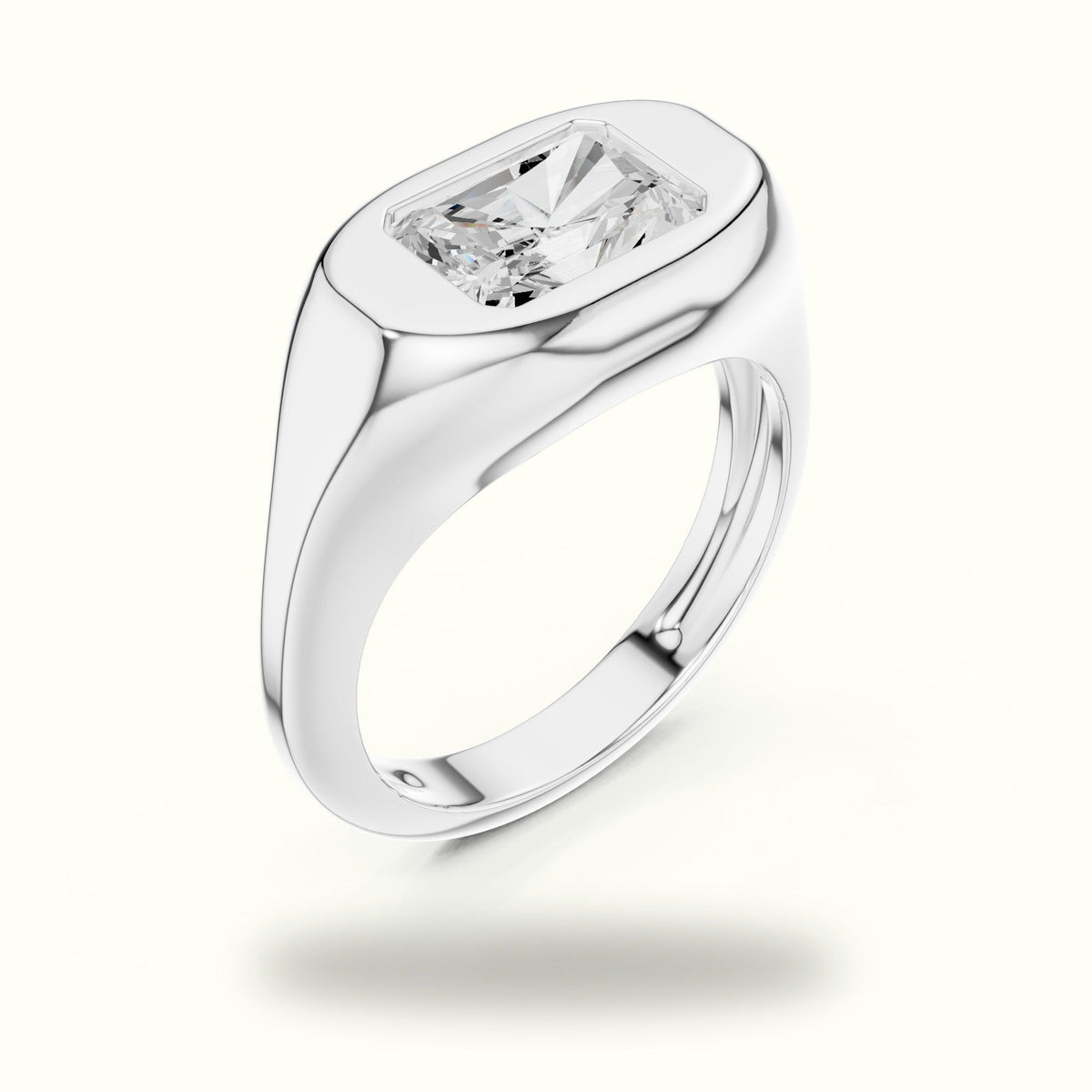 Radiant Bezel Lab-Grown Diamond Solitaire Ring — White gold, view 2 | Crystal N Cuts
