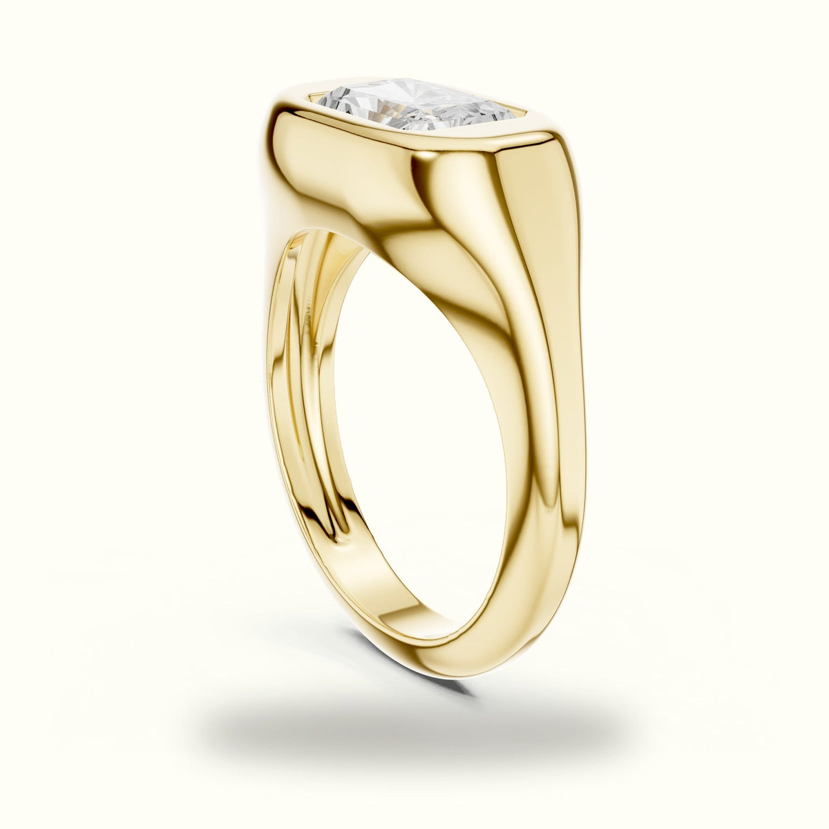 Radiant Bezel Lab-Grown Diamond Solitaire Ring — Yellow gold, view 1 | Crystal N Cuts