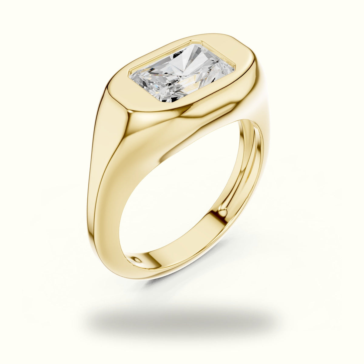 Radiant Bezel Lab-Grown Diamond Solitaire Ring — Yellow gold, view 2 | Crystal N Cuts