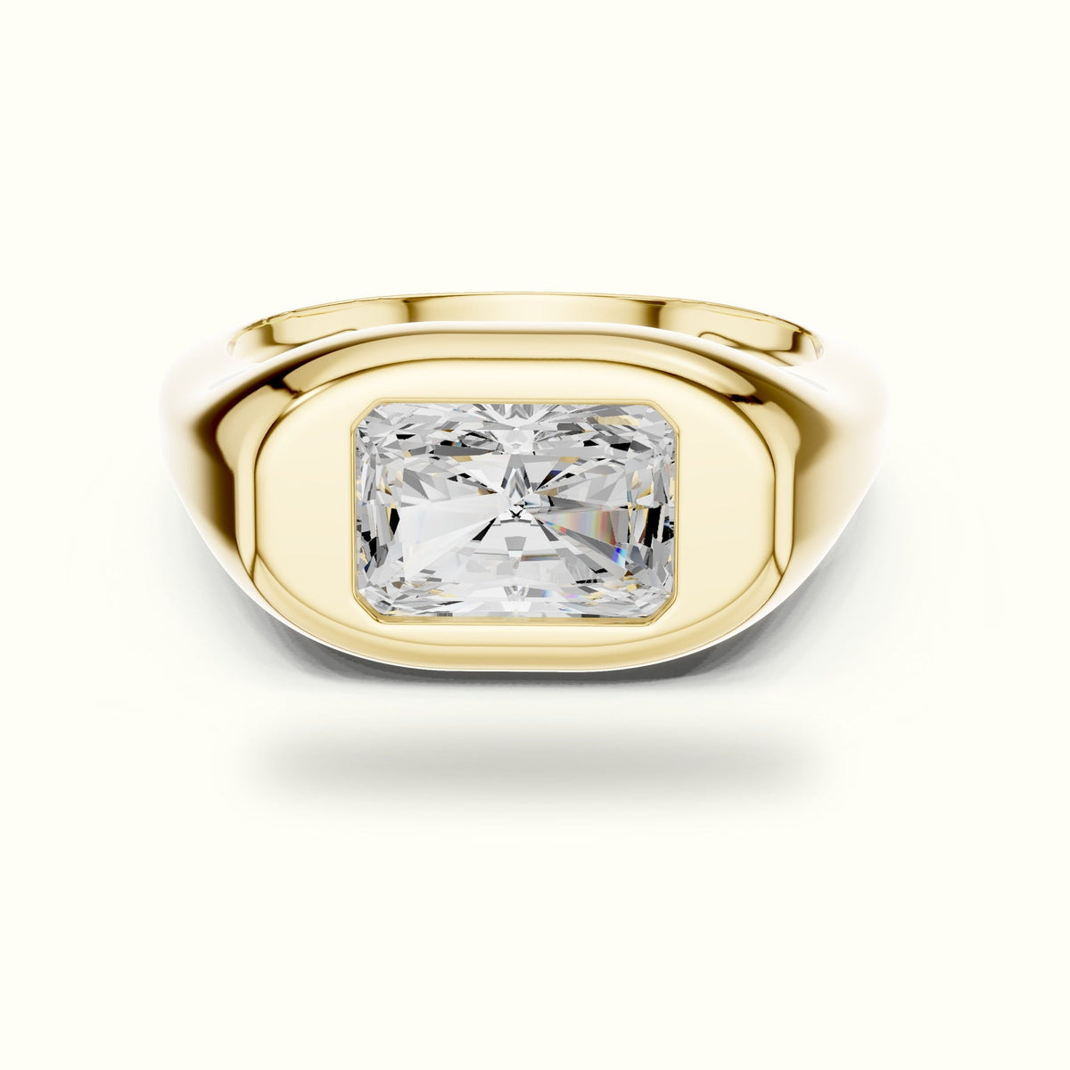 Radiant Bezel Lab-Grown Diamond Solitaire Ring — Yellow gold, front view | Crystal N Cuts
