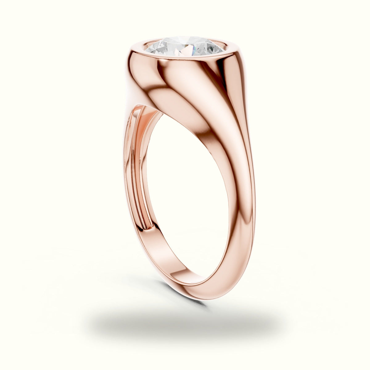 Round Bezel Lab-Grown Diamond Solitaire Ring — Rose gold, view 1 | Crystal N Cuts