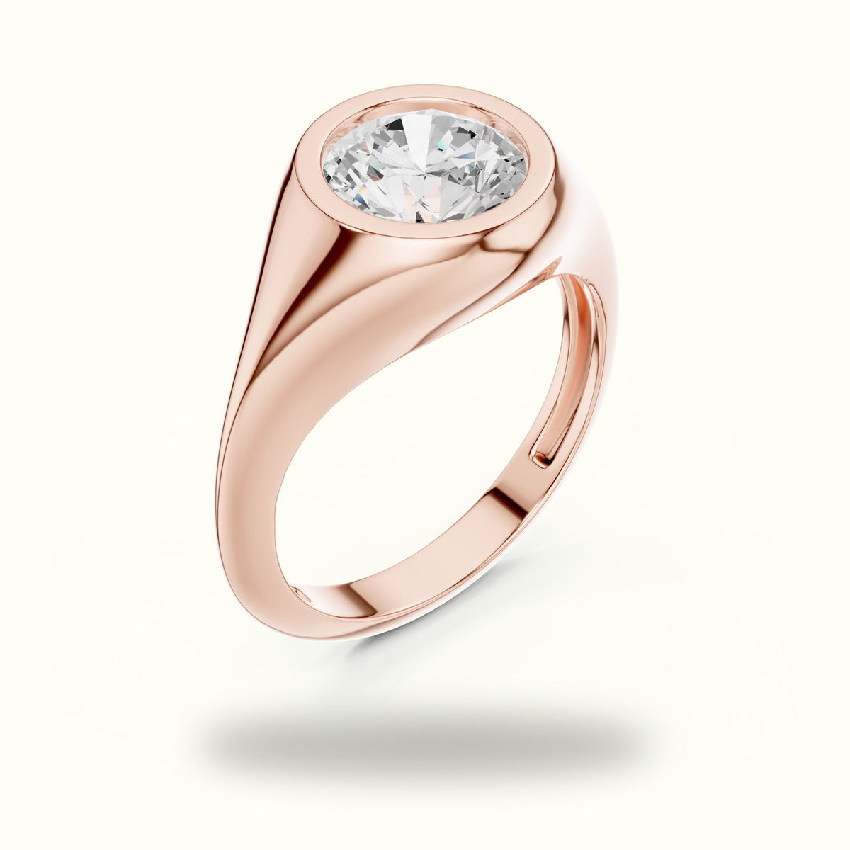 Round Bezel Lab-Grown Diamond Solitaire Ring — Rose gold, view 2 | Crystal N Cuts