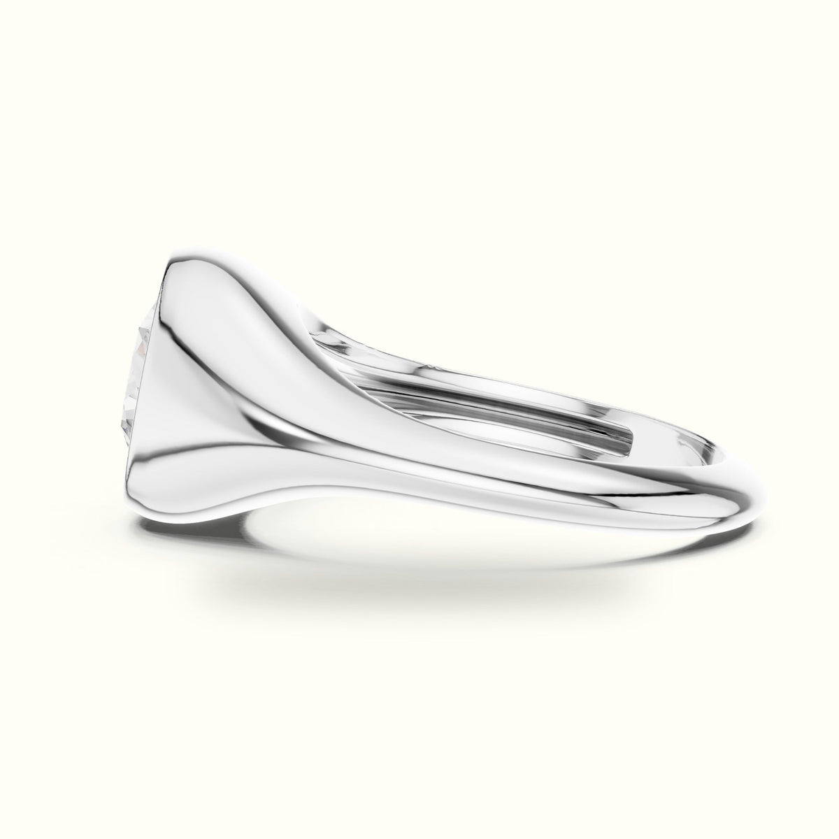 Round Bezel Lab-Grown Diamond Solitaire Ring — White gold, view 3 | Crystal N Cuts