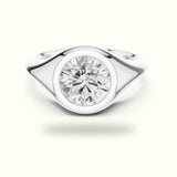 Round Bezel Lab-Grown Diamond Solitaire Ring
