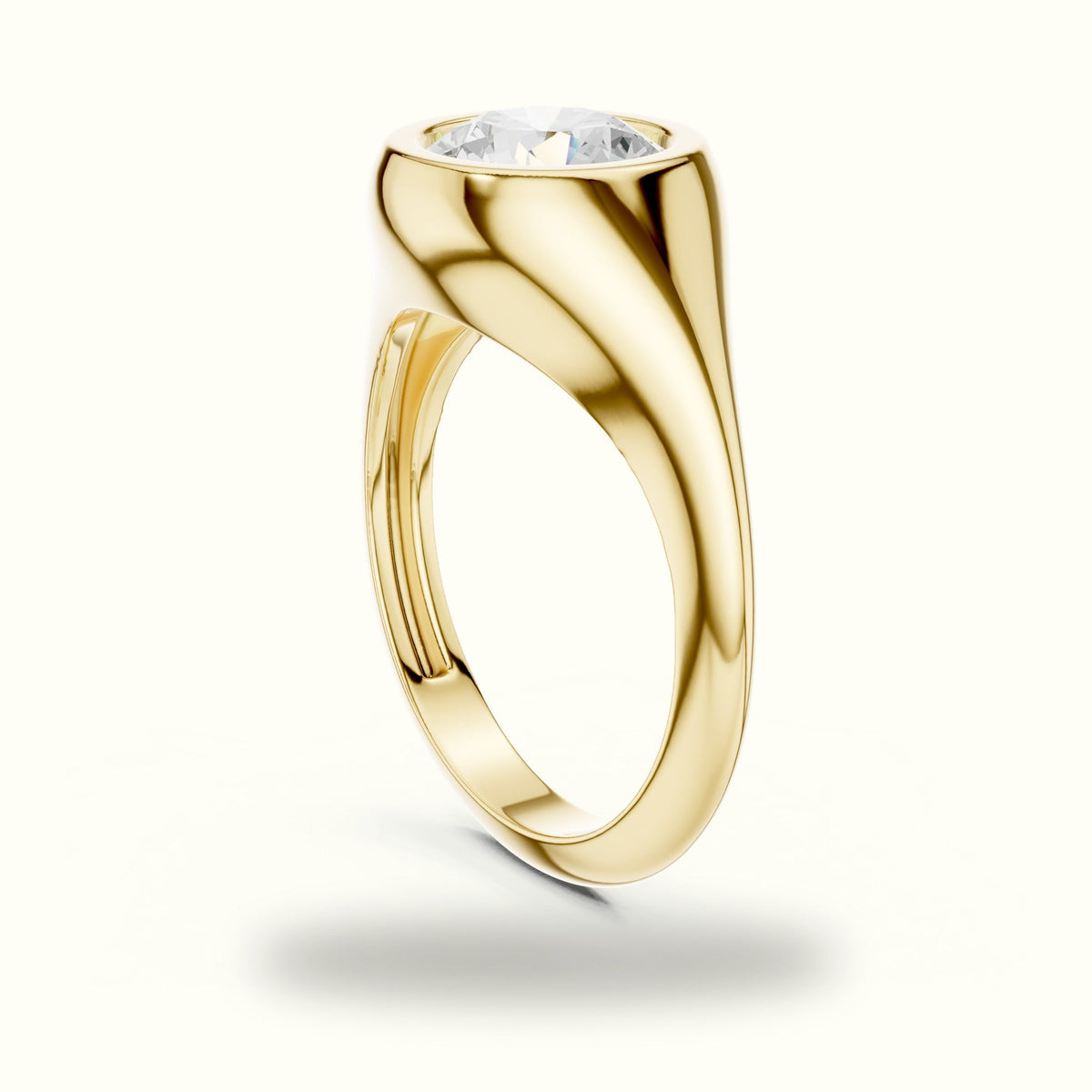 Round Bezel Lab-Grown Diamond Solitaire Ring — Yellow gold, view 1 | Crystal N Cuts
