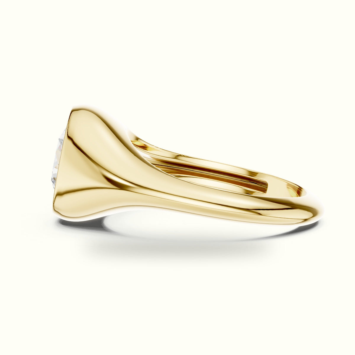Round Bezel Lab-Grown Diamond Solitaire Ring — Yellow gold, view 3 | Crystal N Cuts