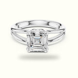 Asscher Cut Split Shoulder Lab-Grown Diamond Solitaire Ring
