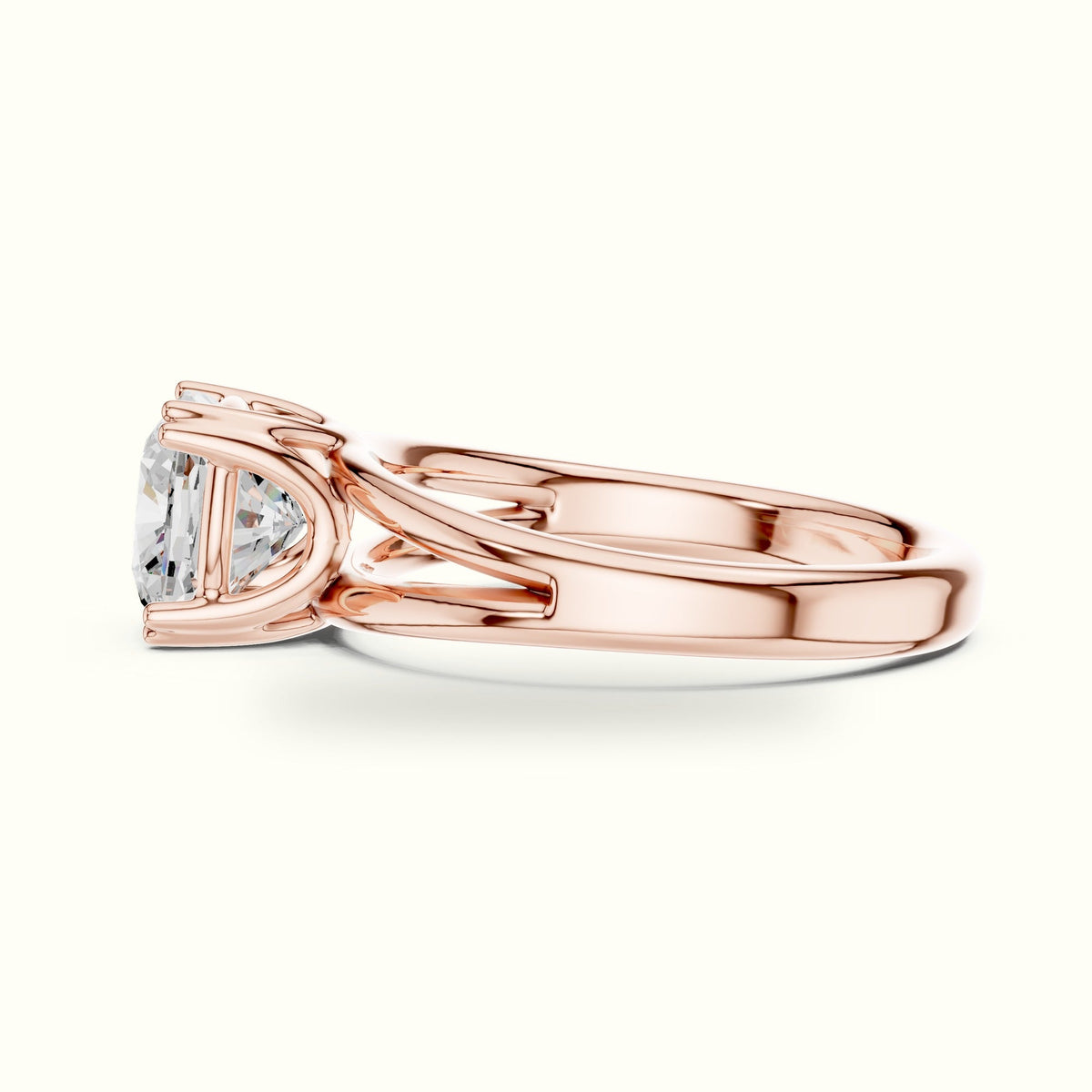 Cushion Split Shoulder Lab-Grown Diamond Solitaire Ring — Rose gold, view 3 | Crystal N Cuts