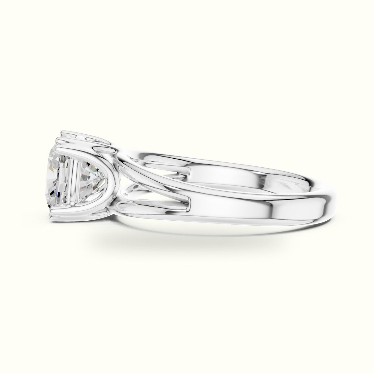Cushion Split Shoulder Lab-Grown Diamond Solitaire Ring — White gold, view 3 | Crystal N Cuts