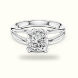 Cushion Split Shoulder Lab-Grown Diamond Solitaire Ring