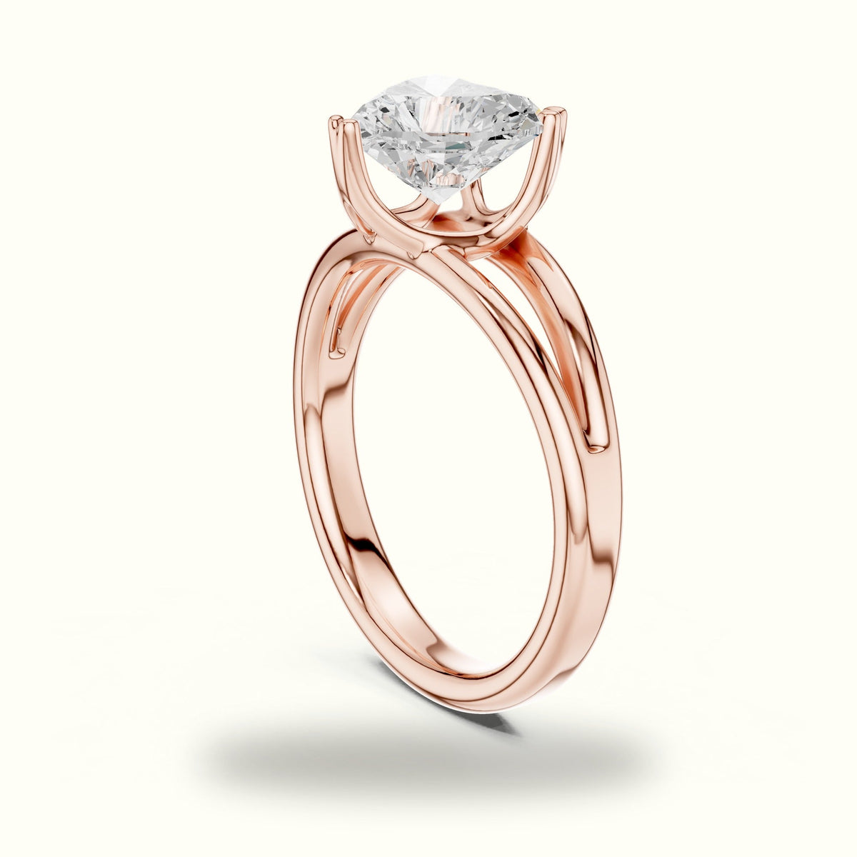 Heart Solitaire Split Shoulder Lab-Grown Diamond Ring — Rose gold, view 1 | Crystal N Cuts