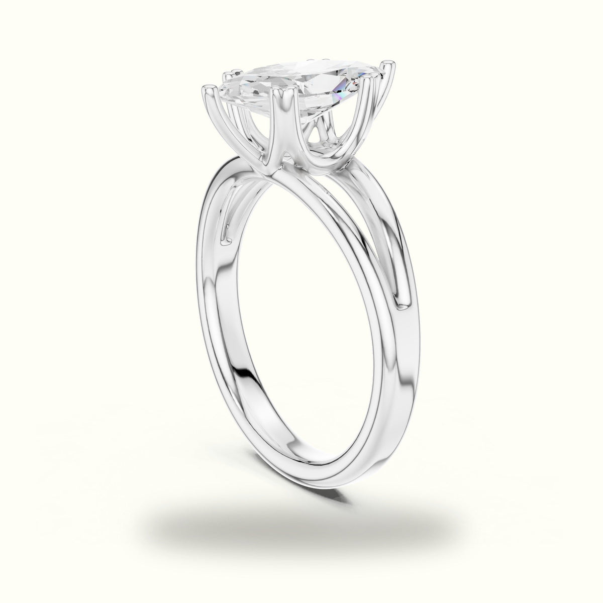 Marquise Solitaire Lab-Grown Diamond Ring — White gold, view 1 | Crystal N Cuts