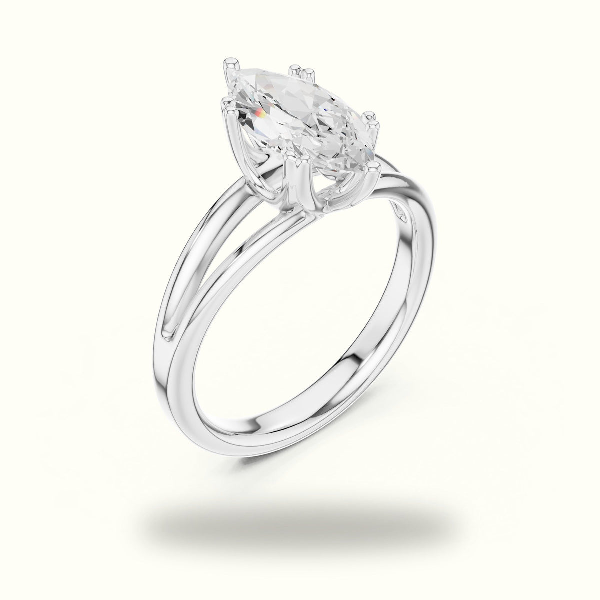 Marquise Solitaire Lab-Grown Diamond Ring — White gold, view 2 | Crystal N Cuts
