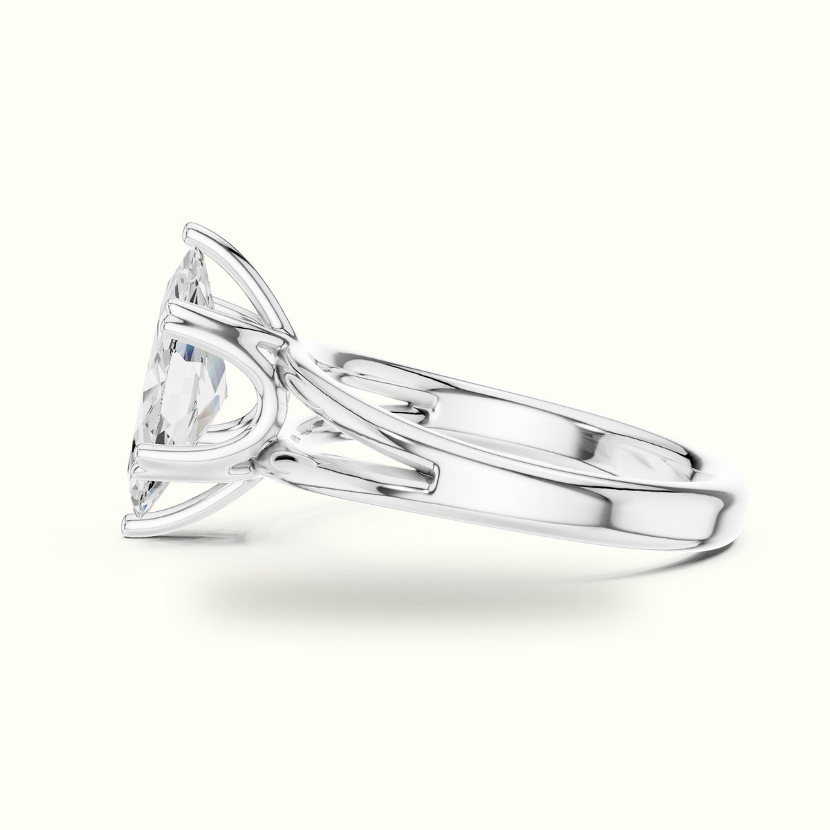 Marquise Solitaire Lab-Grown Diamond Ring — White gold, view 3 | Crystal N Cuts