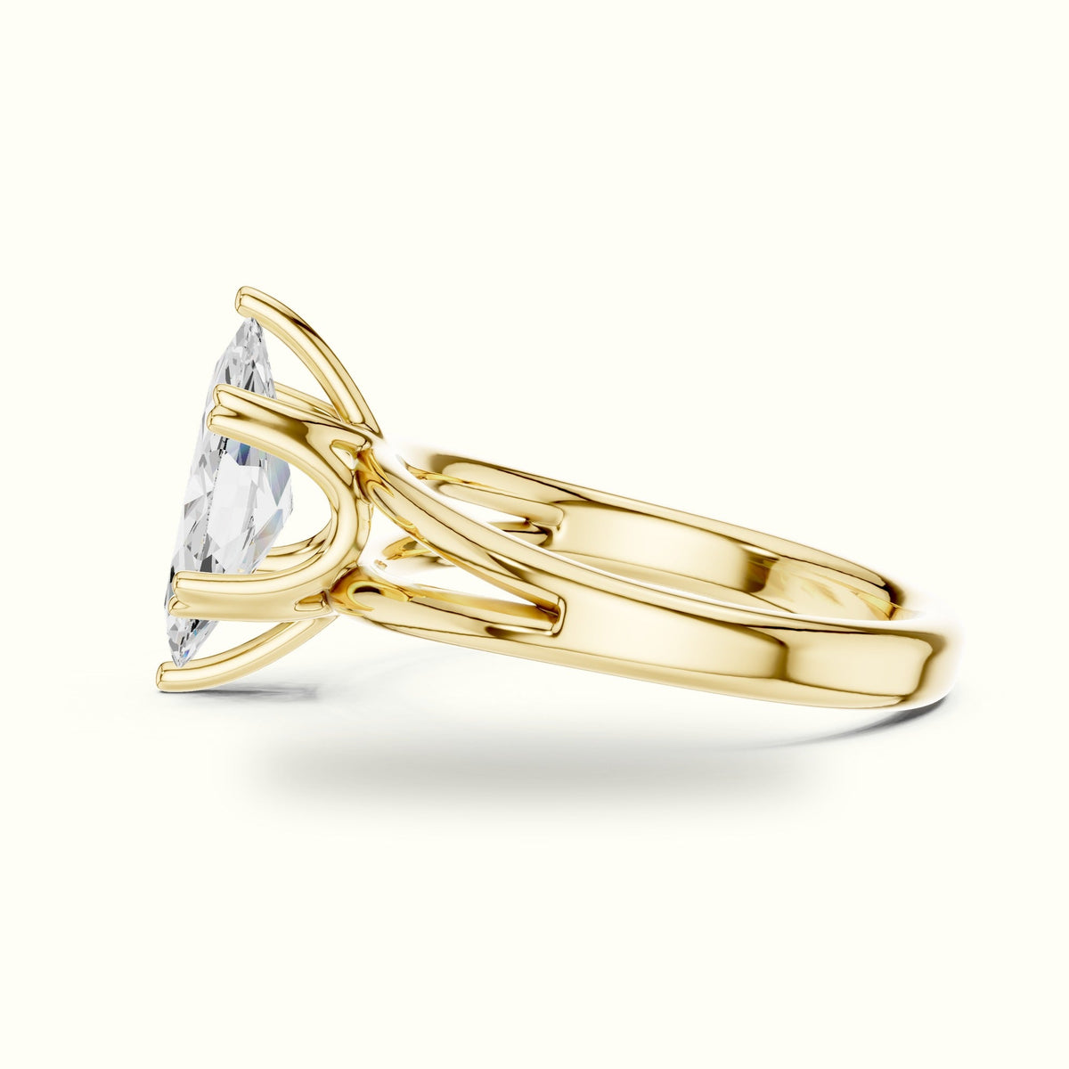 Marquise Solitaire Lab-Grown Diamond Ring — Yellow gold, view 3 | Crystal N Cuts