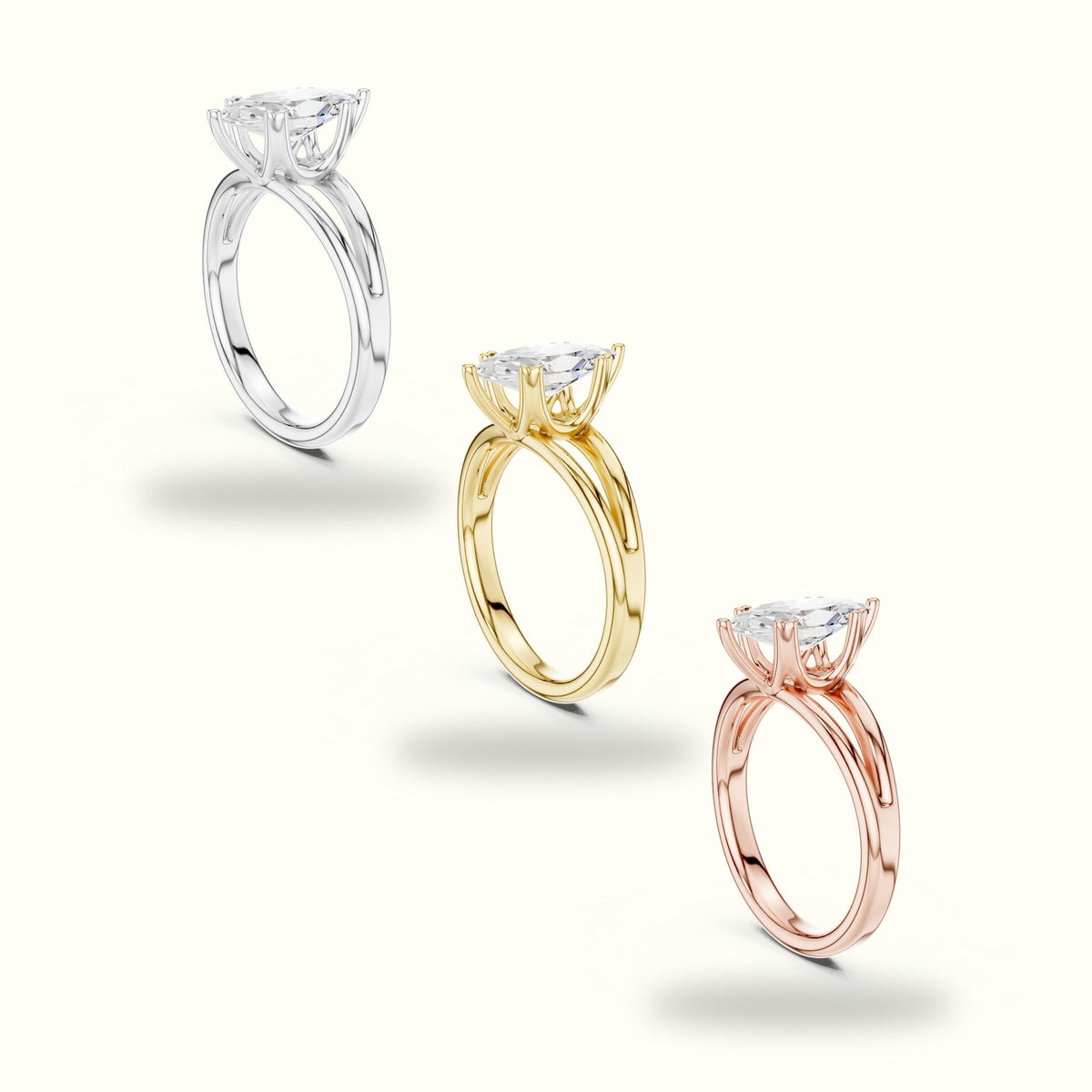 Marquise Solitaire Lab-Grown Diamond Ring — Yellow gold, in yellow, white and rose gold | Crystal N Cuts