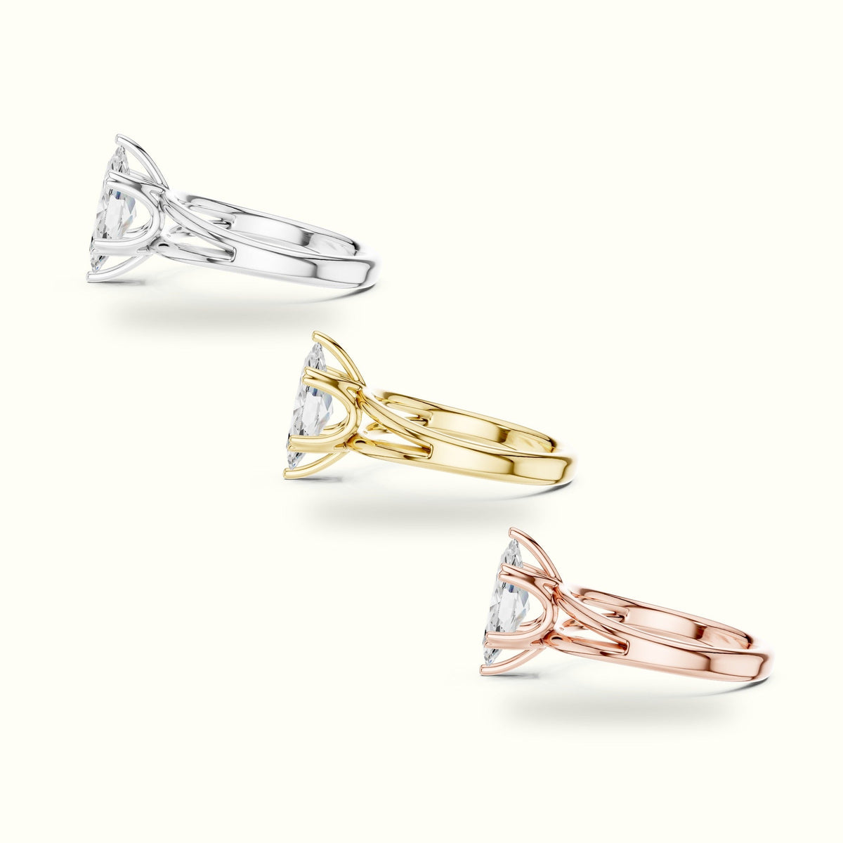 Marquise Solitaire Lab-Grown Diamond Ring — Rose gold, in yellow, white and rose gold | Crystal N Cuts
