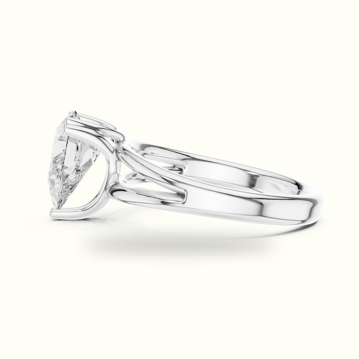 Pear Split Shank Solitaire Lab-Grown Diamond Ring — White gold, view 3 | Crystal N Cuts