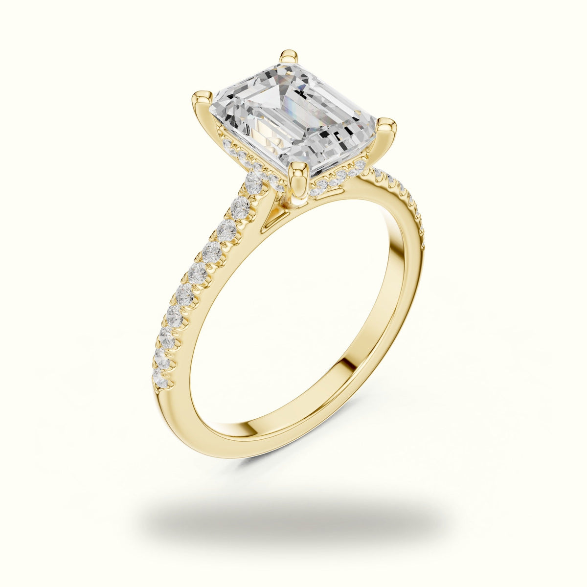 Emerald Corner Prong Solitaire Engagement Ring — Yellow gold, view 2 | Crystal N Cuts