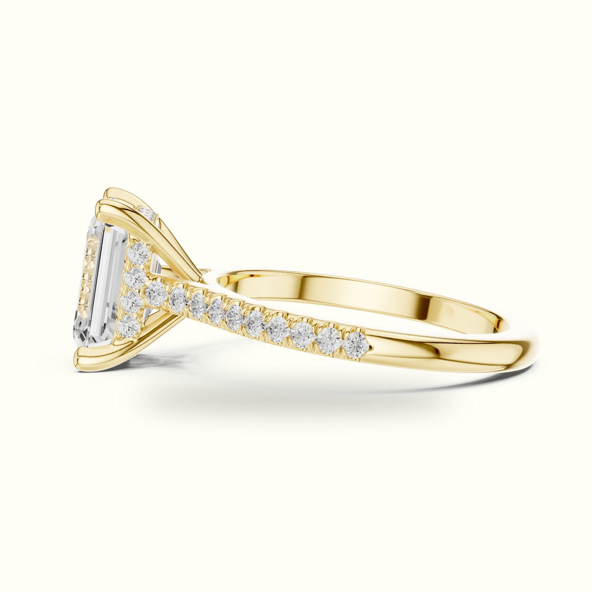 Emerald Corner Prong Solitaire Engagement Ring — Yellow gold, view 3 | Crystal N Cuts