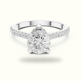 Pear Three Prong Pavé Solitaire Engagement Ring