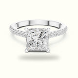 Princess Corner Prong Pavé Solitaire Engagement Rings