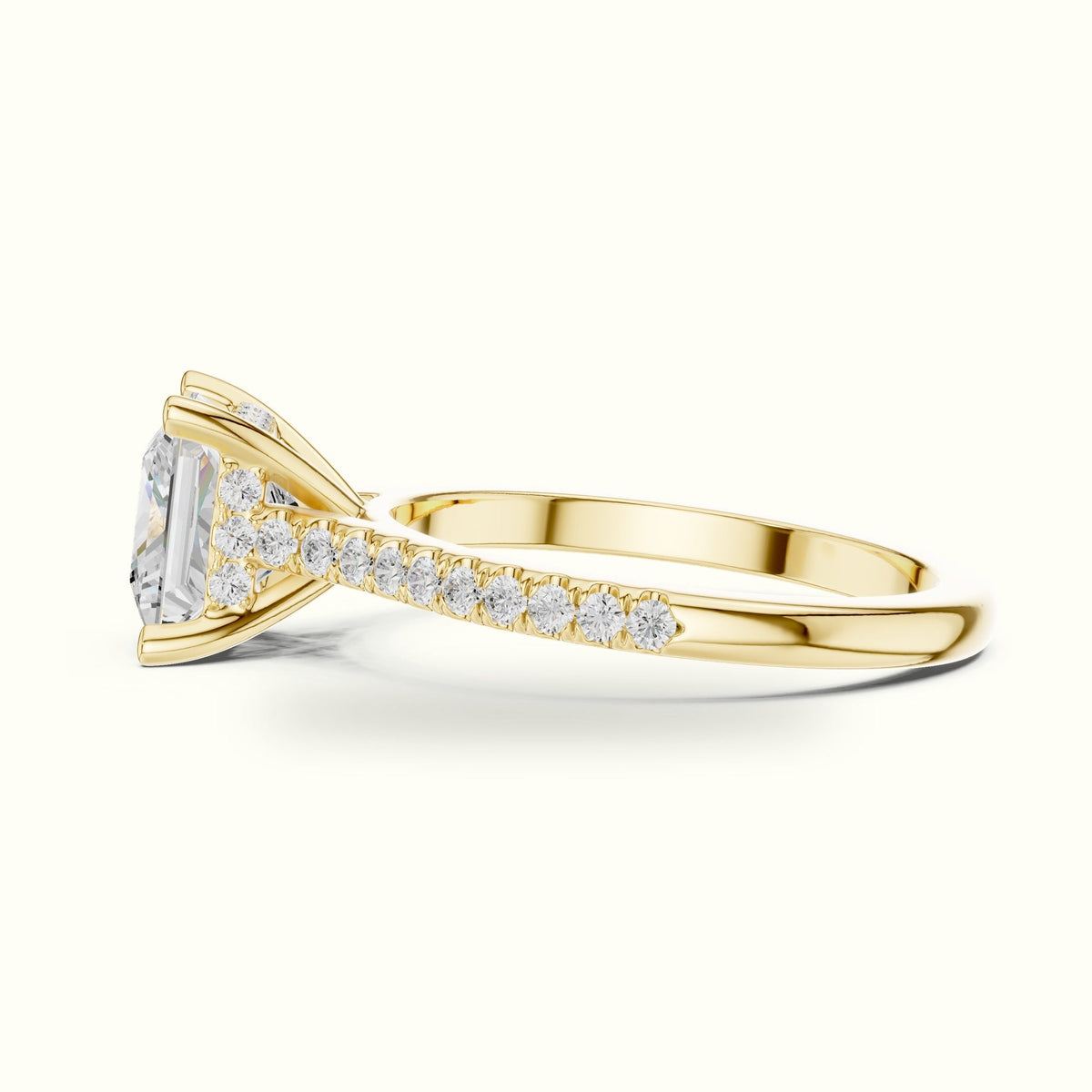 Princess Corner Prong Pavé Solitaire Engagement Rings — Yellow gold, view 3 | Crystal N Cuts