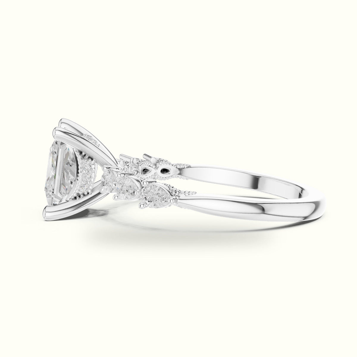 Princess Vintage Hidden Halo Lab-Grown Diamond Engagement Ring — White gold, view 3 | Crystal N Cuts