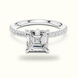 Asscher Cross-Over Hidden Halo Pavé Engagement Ring