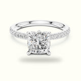 Cushion Cross-Over Hidden Halo Pavé Engagement Ring