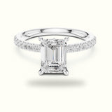 Emerald Cross-Over Hidden Halo Pavé Engagement Ring