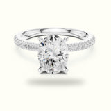 Oval Cross-Over Hidden Halo Pavé Engagement Ring