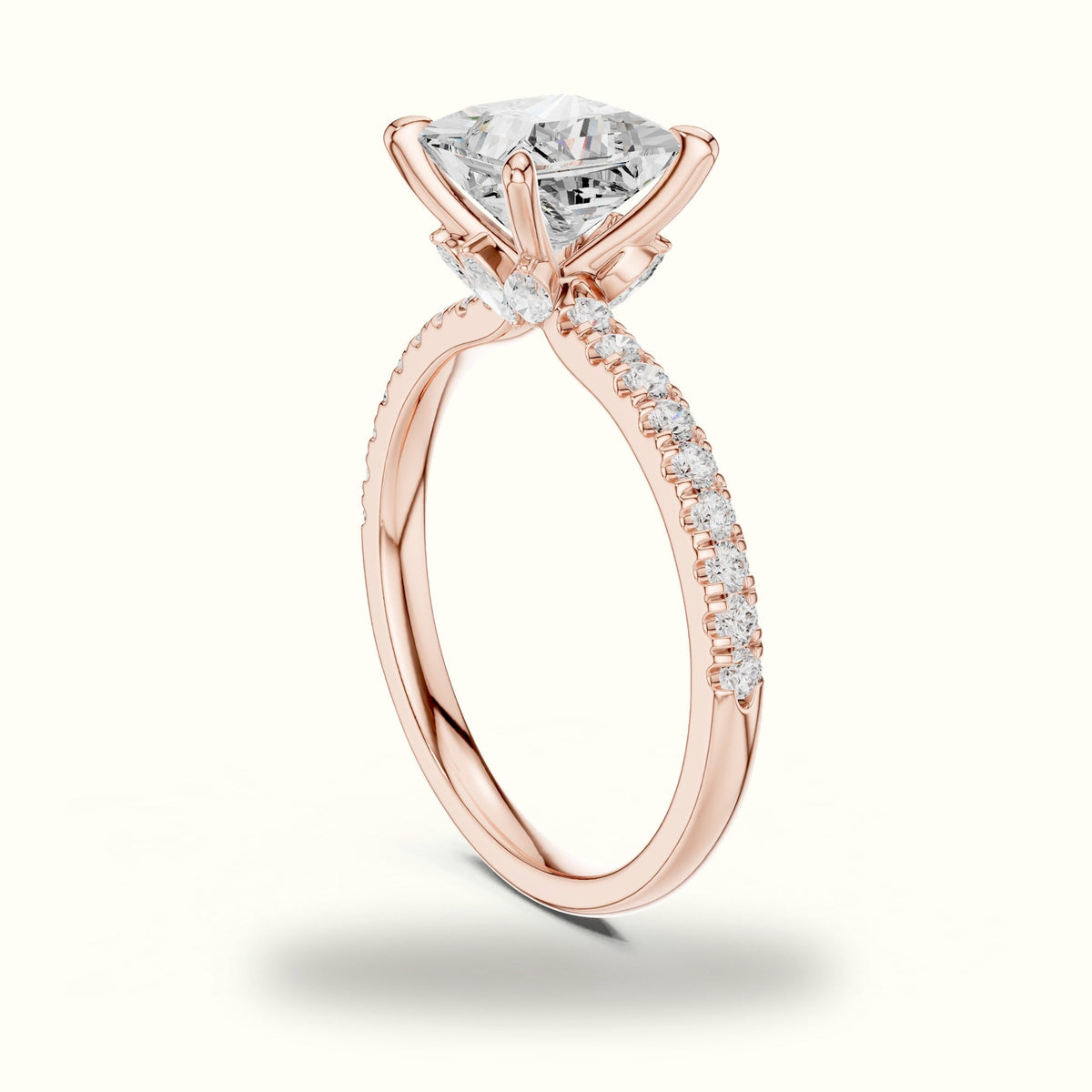 Princess-Cut Lab-Grown Diamond Solitaire Engagement Ring — Rose gold, view 1 | Crystal N Cuts