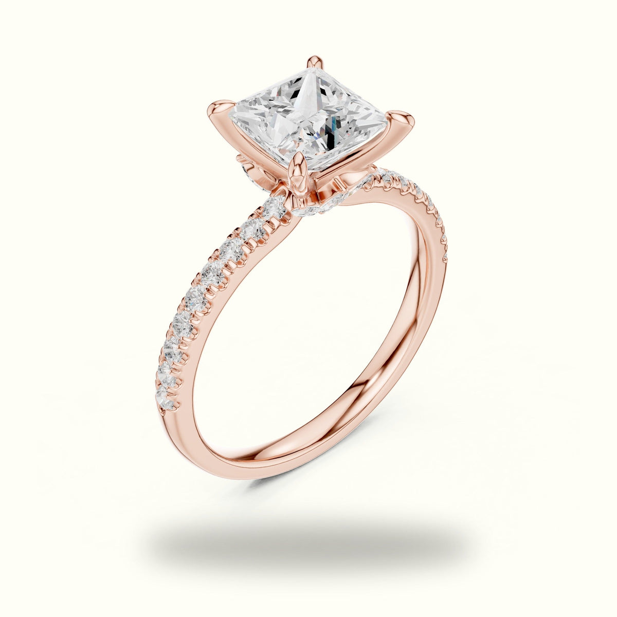 Princess-Cut Lab-Grown Diamond Solitaire Engagement Ring — Rose gold, view 2 | Crystal N Cuts