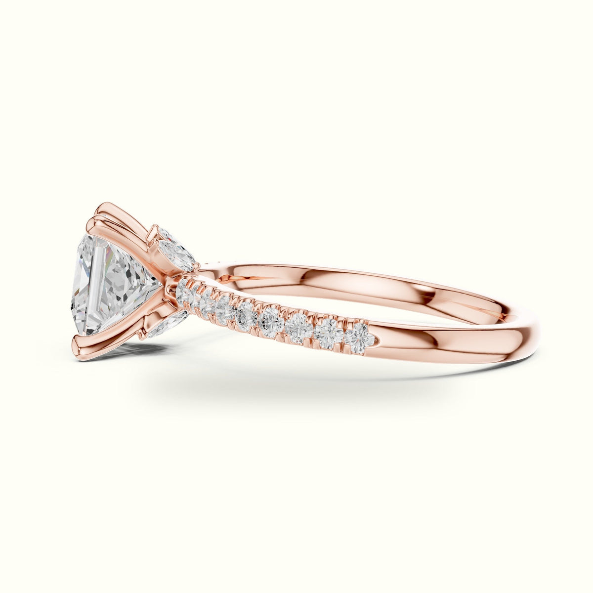 Princess-Cut Lab-Grown Diamond Solitaire Engagement Ring — Rose gold, view 3 | Crystal N Cuts