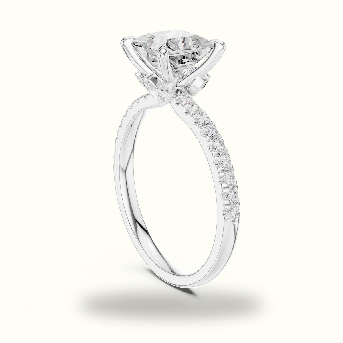 Princess-Cut Lab-Grown Diamond Solitaire Engagement Ring — White gold, view 1 | Crystal N Cuts
