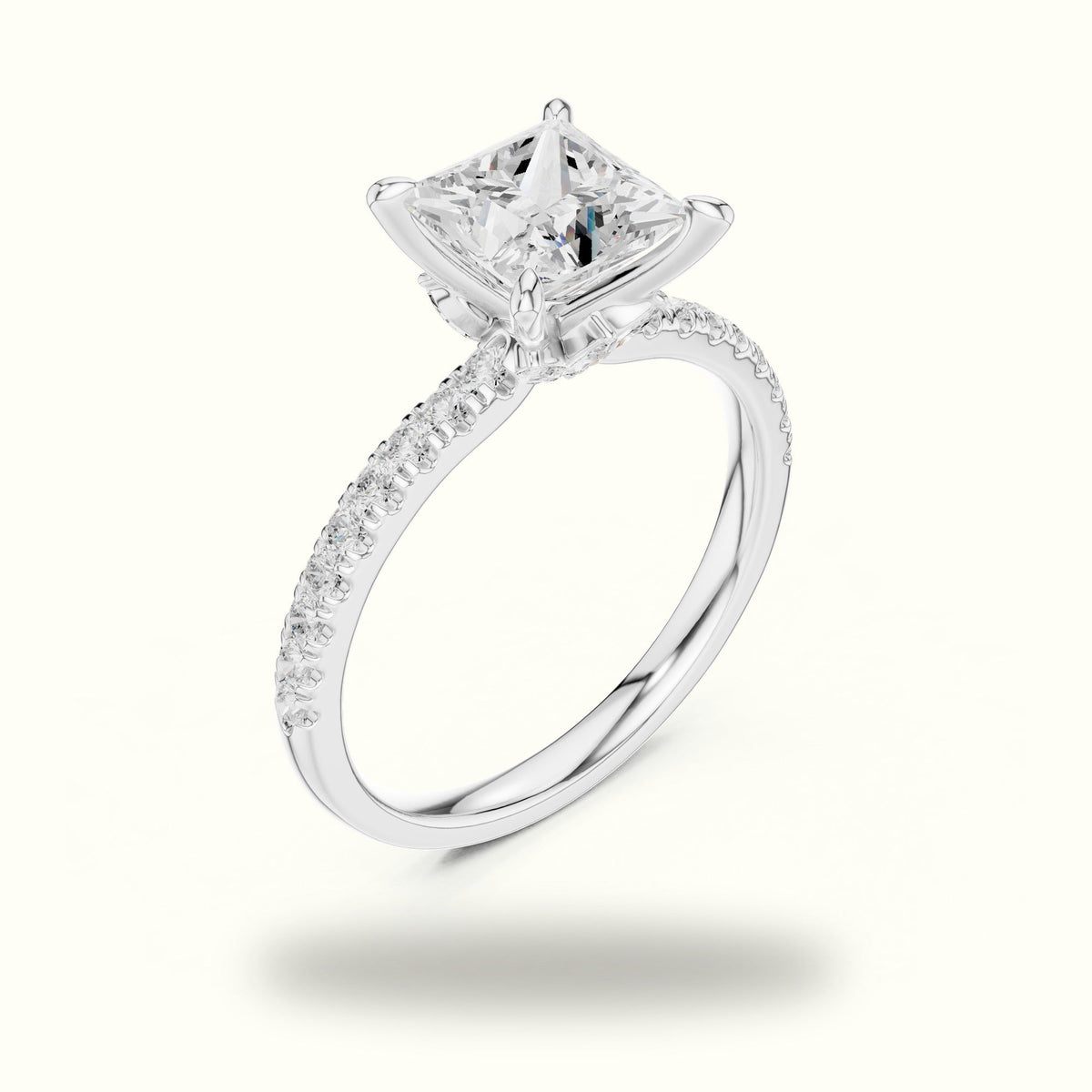 Princess-Cut Lab-Grown Diamond Solitaire Engagement Ring — White gold, view 2 | Crystal N Cuts