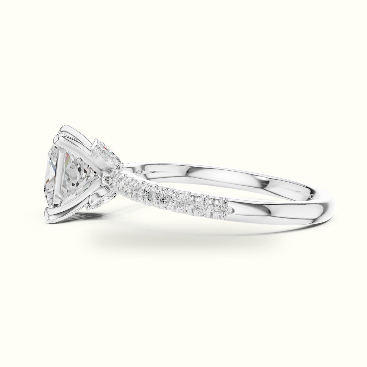 Princess-Cut Lab-Grown Diamond Solitaire Engagement Ring — White gold, view 3 | Crystal N Cuts