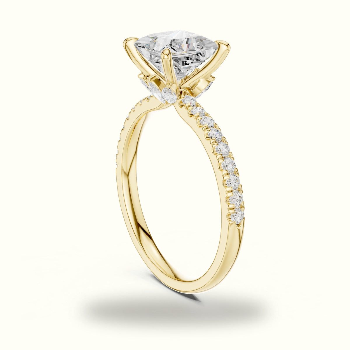 Princess-Cut Lab-Grown Diamond Solitaire Engagement Ring — Yellow gold, view 1 | Crystal N Cuts