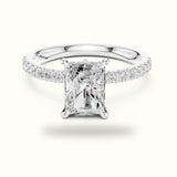 Radiant Cross-Over Hidden Halo Pavé Engagement Ring
