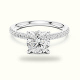 Round Cross-Over Hidden Halo Pavé Engagement Ring