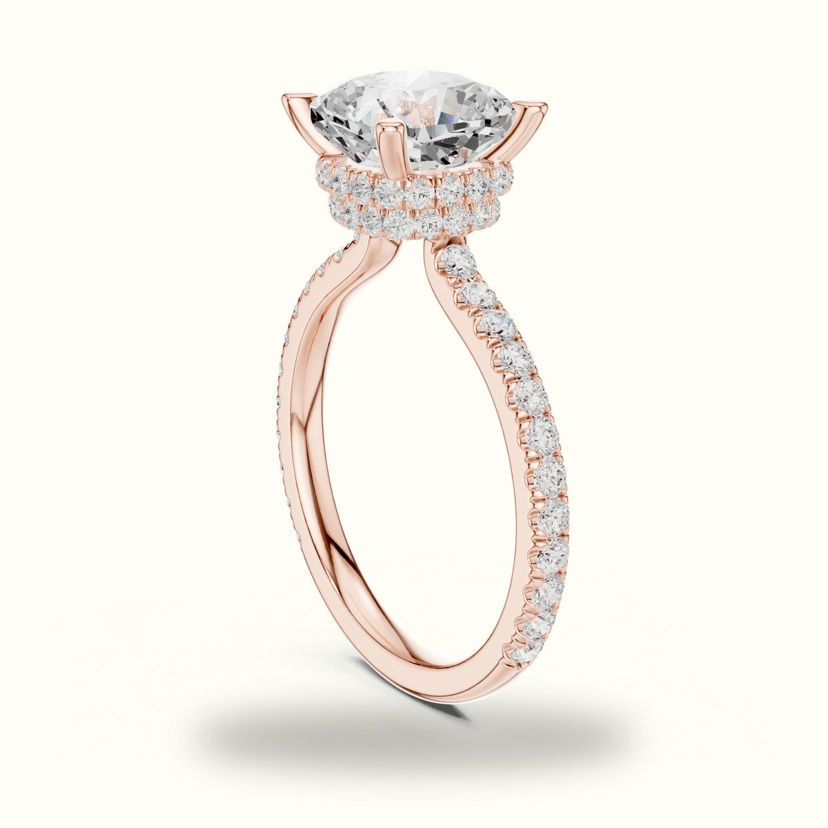 Cushion Double Hidden Halo Ring - DDLR-1017 — Rose gold, view 1 | Crystal N Cuts