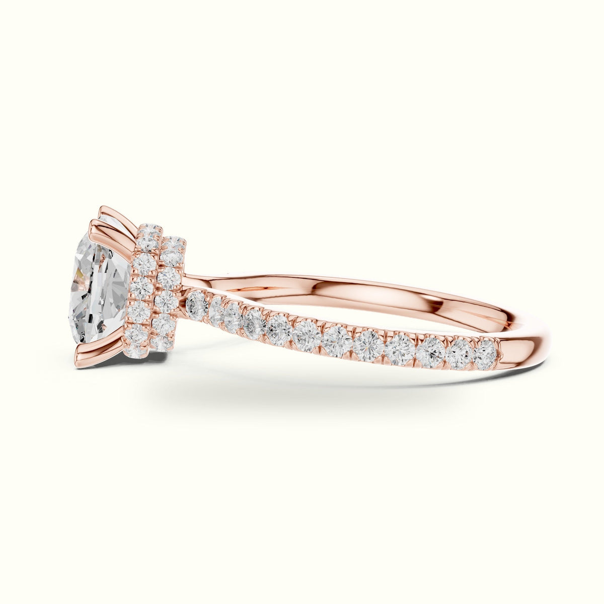 Cushion Double Hidden Halo Ring - DDLR-1017 — Rose gold, view 3 | Crystal N Cuts