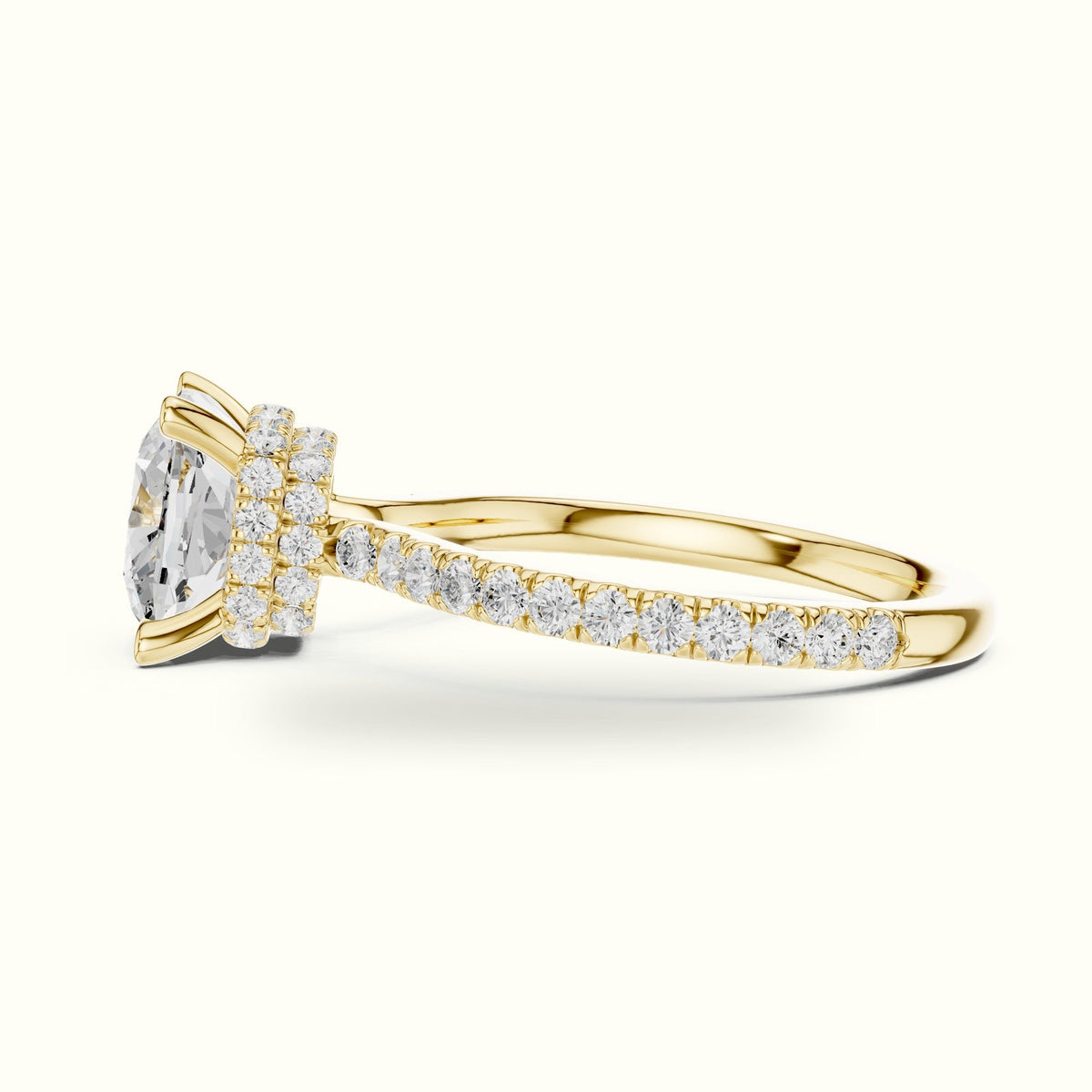 Cushion Double Hidden Halo Ring - DDLR-1017 — Yellow gold, view 3 | Crystal N Cuts