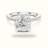 Round Double Hidden Halo Pavé Engagement Ring