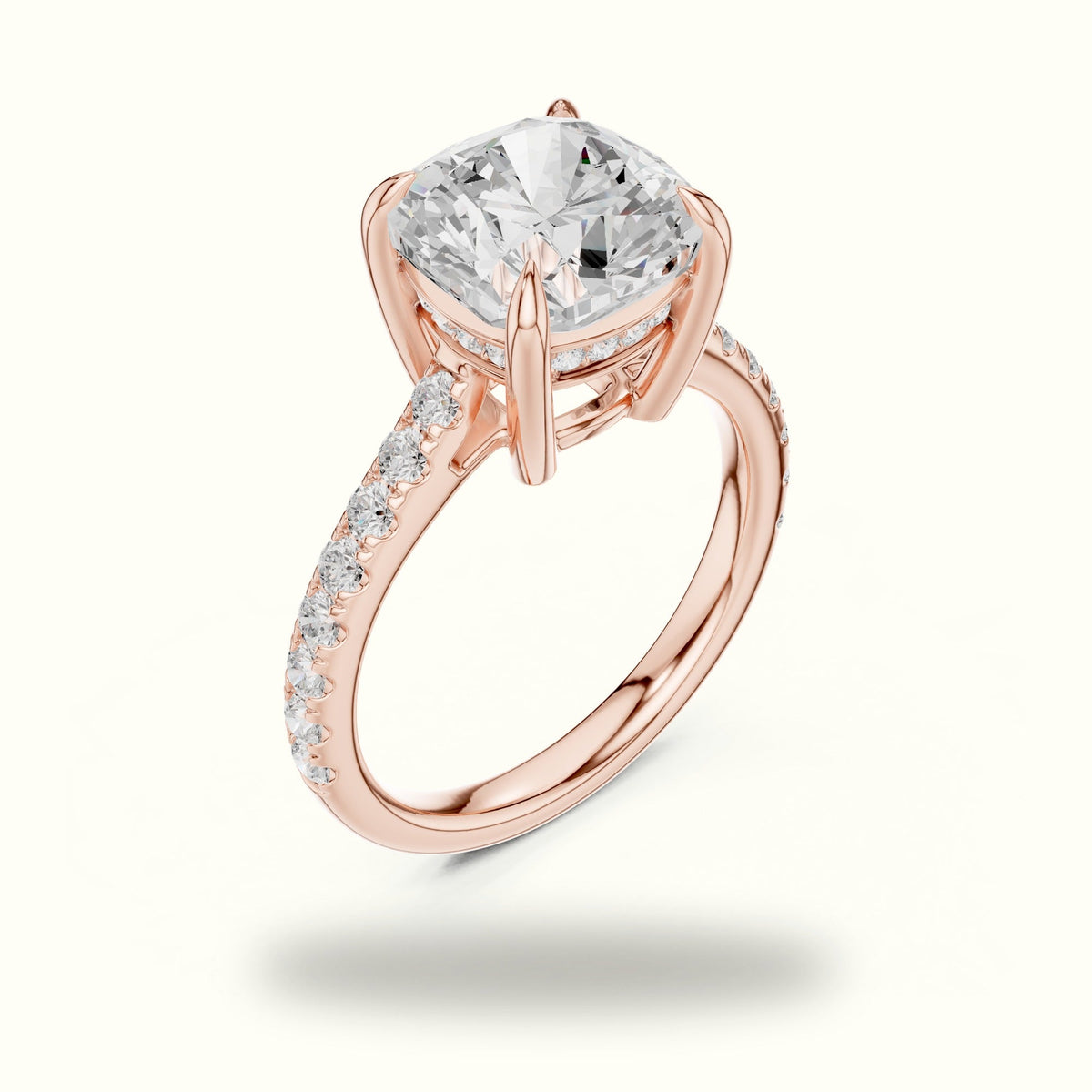Cushion Hidden Halo Lab-Grown Diamond Ring — Rose gold, view 2 | Crystal N Cuts