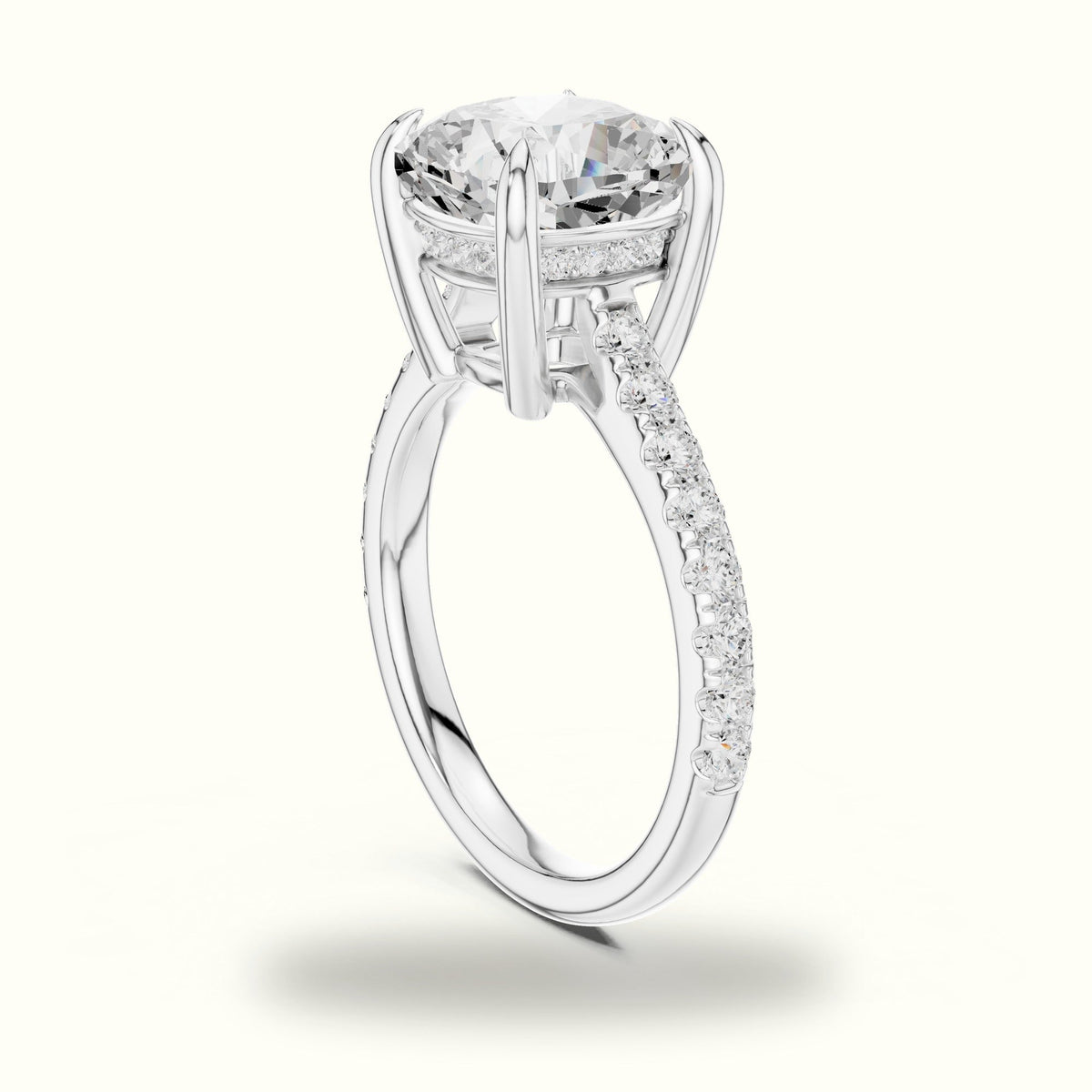 Cushion Hidden Halo Lab-Grown Diamond Ring — White gold, view 1 | Crystal N Cuts