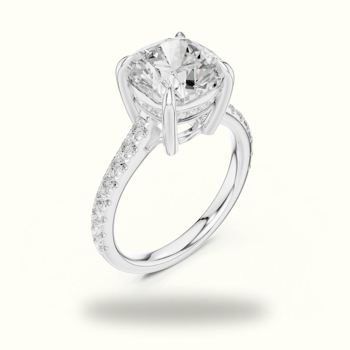 Cushion Hidden Halo Lab-Grown Diamond Ring — White gold, view 2 | Crystal N Cuts